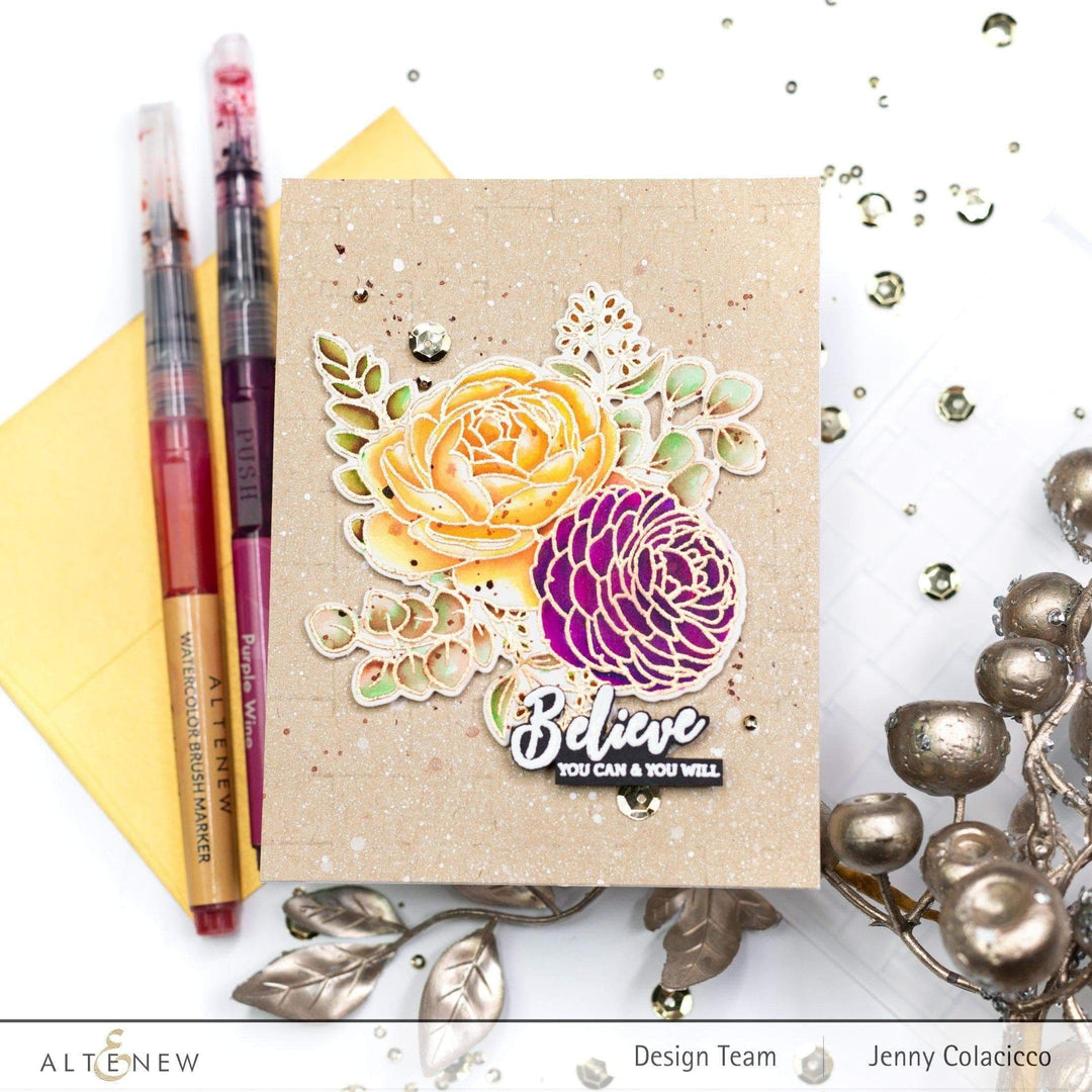 Altenew Happy Petals Die Set with floral cutting dies for scrapbooking and card-making projects.