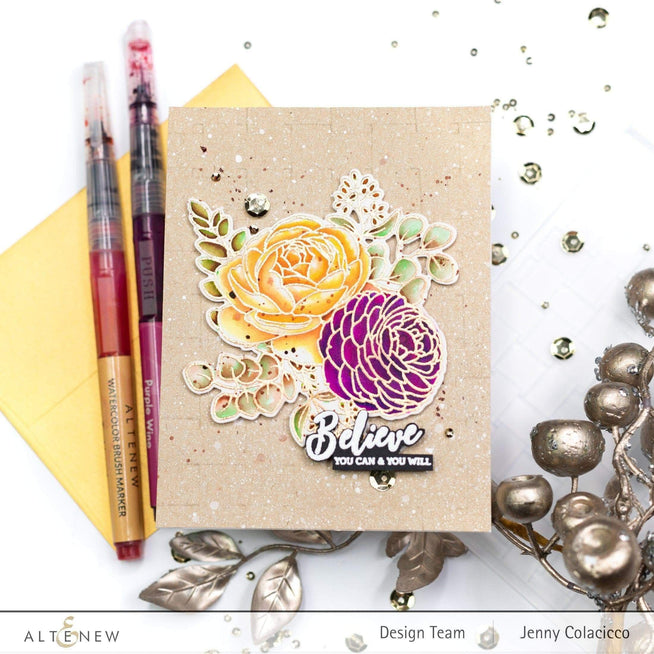 Altenew Happy Petals Die Set with floral cutting dies for scrapbooking and card-making projects.