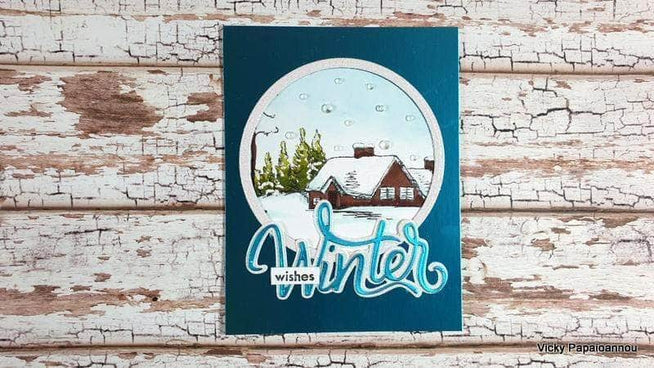 Altenew Hello Winter Die Set with intricate winter-themed dies for paper crafting and card making projects.