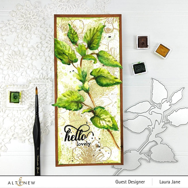 Altenew Polka Dot Leaves Die Set with intricately cut leaf shapes featuring polka dot patterns for paper crafting.
