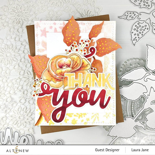 Altenew Polka Dot Leaves Die Set showing metal dies with leaf patterns for paper crafting and scrapbooking projects.