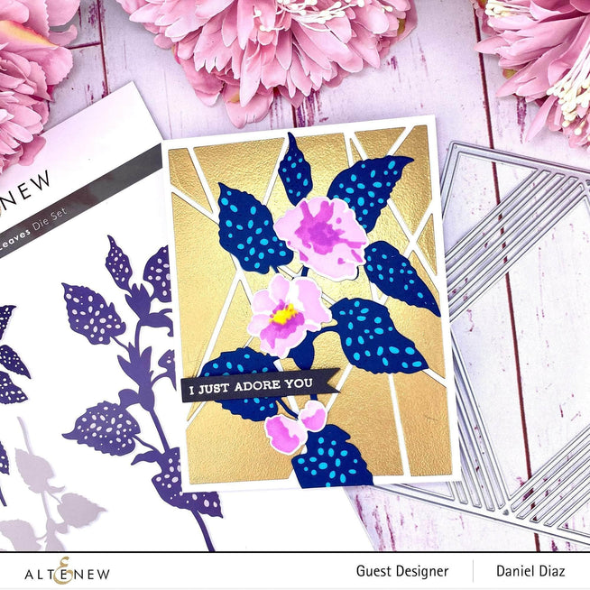 Altenew Polka Dot Leaves Die Set with intricately cut leaf shapes and dotted patterns for crafting and scrapbooking projects.
