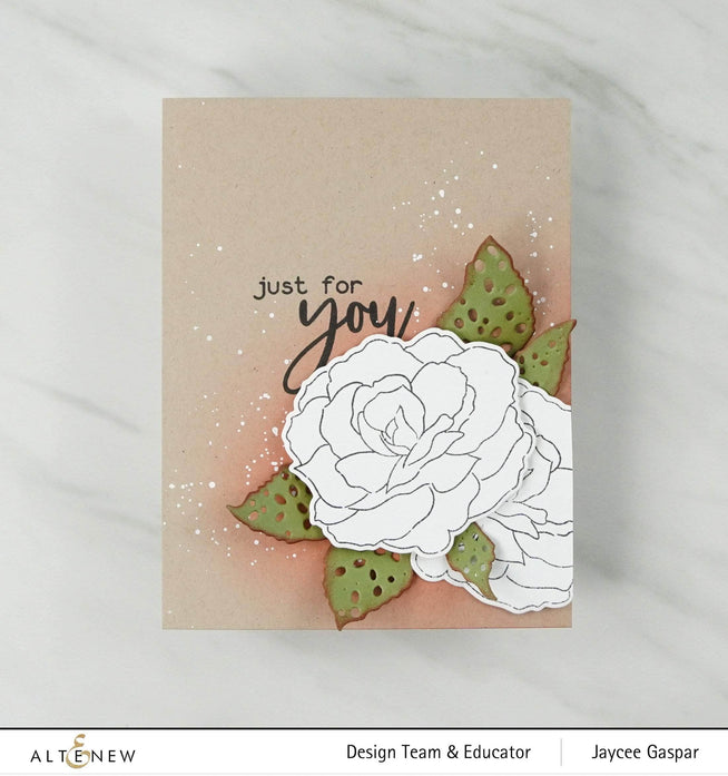 Altenew Polka Dot Leaves Die Set featuring intricately cut leaf shapes with polka dot patterns for crafting and card making.