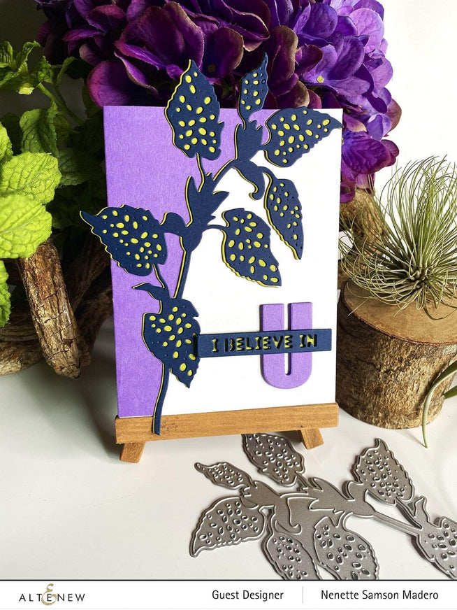 Altenew Polka Dot Leaves Die Set with intricate leaf-shaped metal dies for crafting and card-making projects.