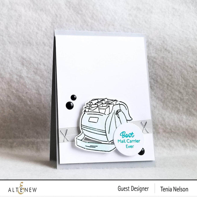 Altenew Postal Heroes Die Set showing metal cutting dies for postal-themed craft projects.