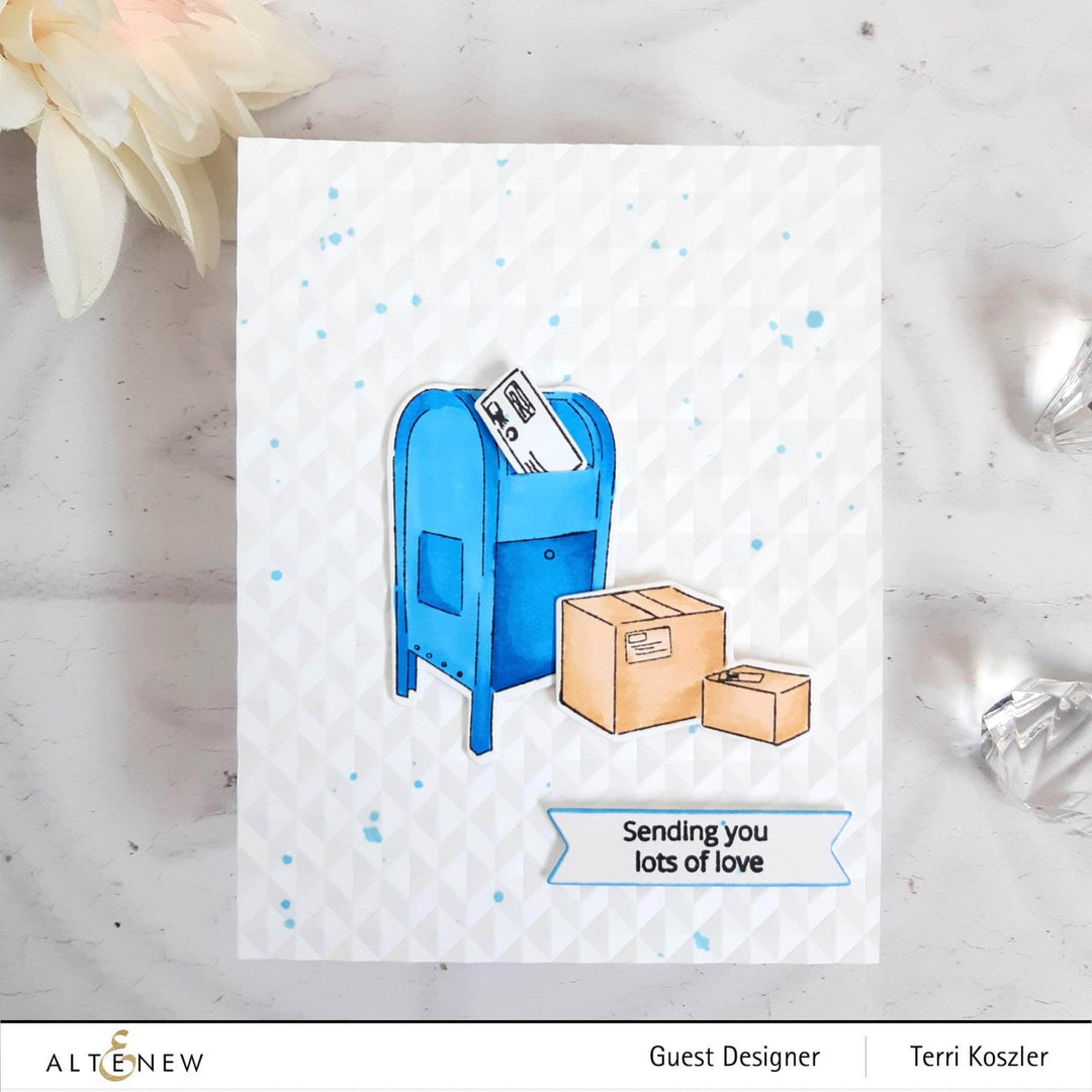 Altenew Postal Heroes Die Set featuring metal dies for creating postal-themed paper crafts and card making.