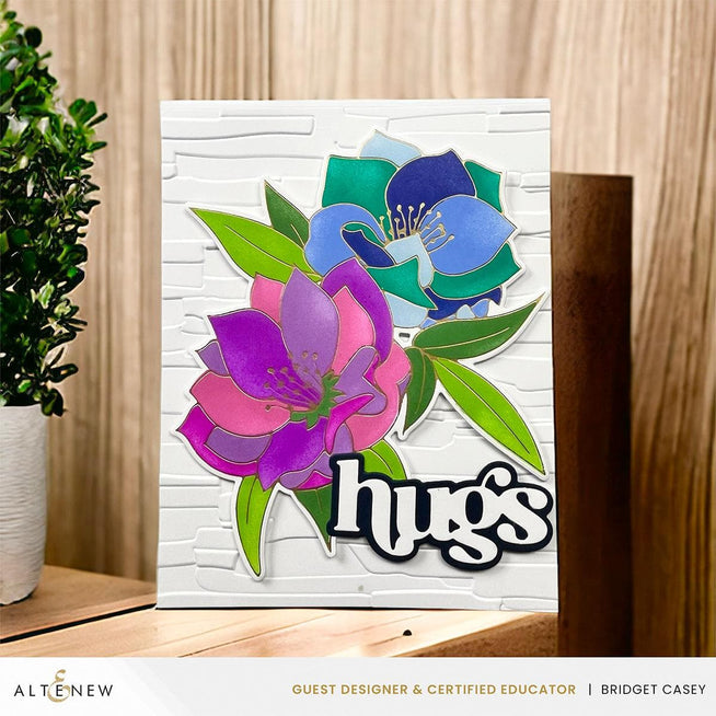 Altenew Spark Joy Black Hellebore Add-On Die Set for crafting, featuring detailed metal dies for floral embellishments.