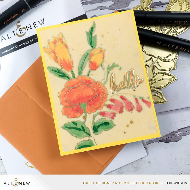 Altenew Spark Joy Ornamental Bouquet Add-on Die set for crafting and card making, featuring intricate floral die cuts.