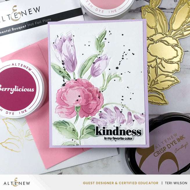 Altenew Spark Joy Ornamental Bouquet Add-on Die set for creating detailed floral and foliage designs in paper crafting.