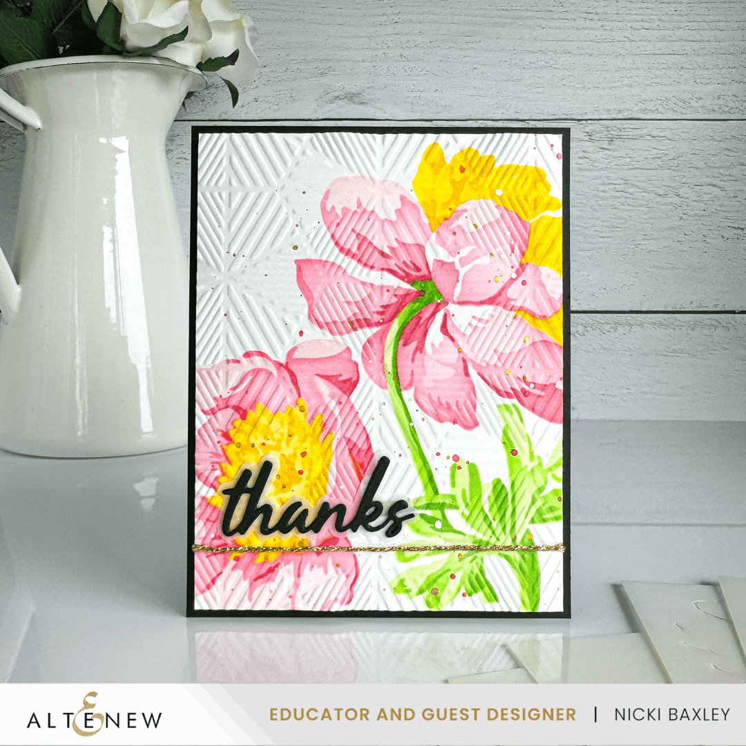 Stencil Art: White Cap Peonies Add-On Die