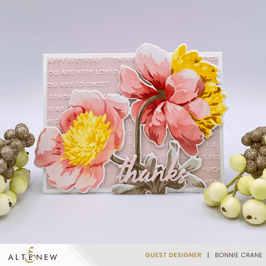 Stencil Art: White Cap Peonies Add-On Die