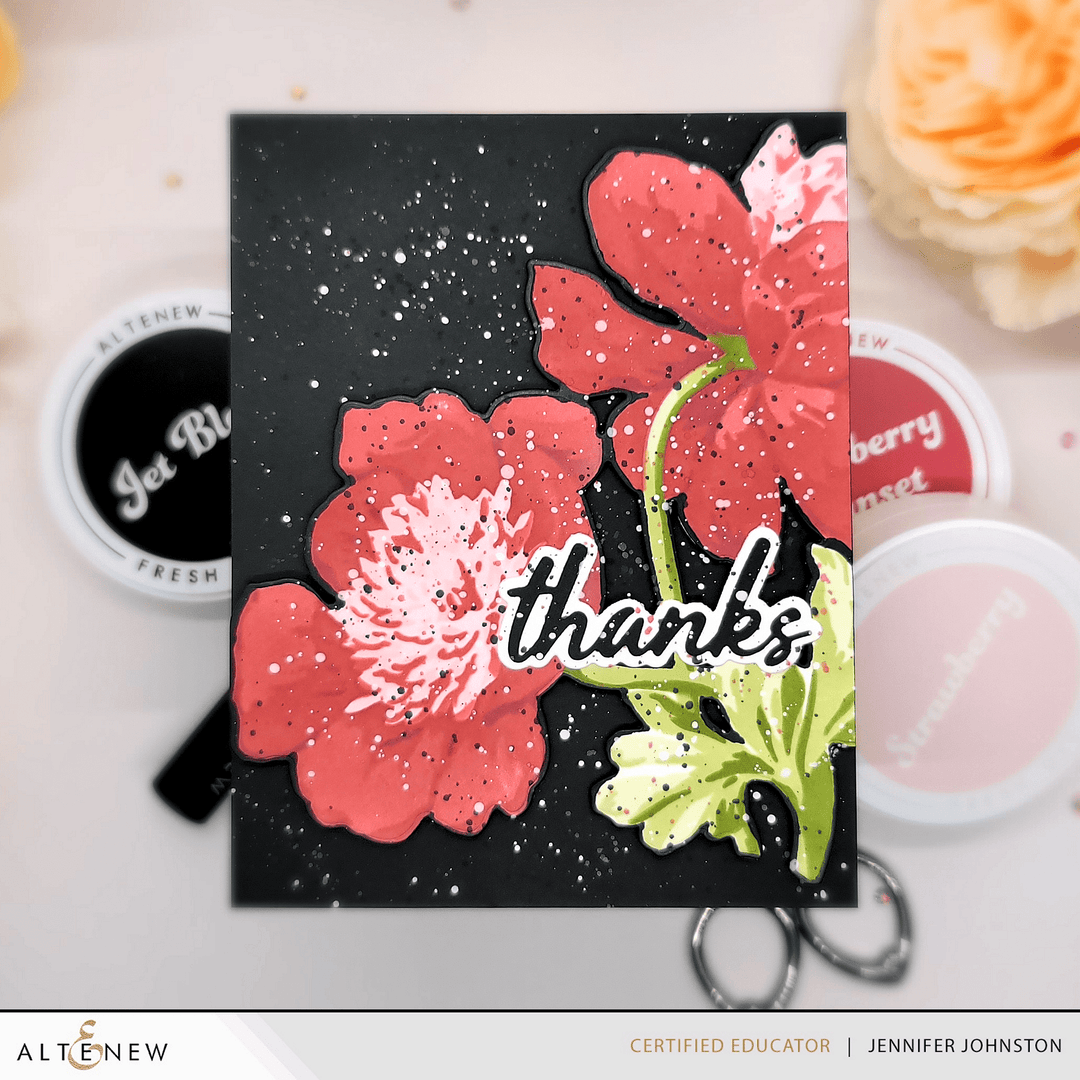 Stencil Art: White Cap Peonies Add-On Die