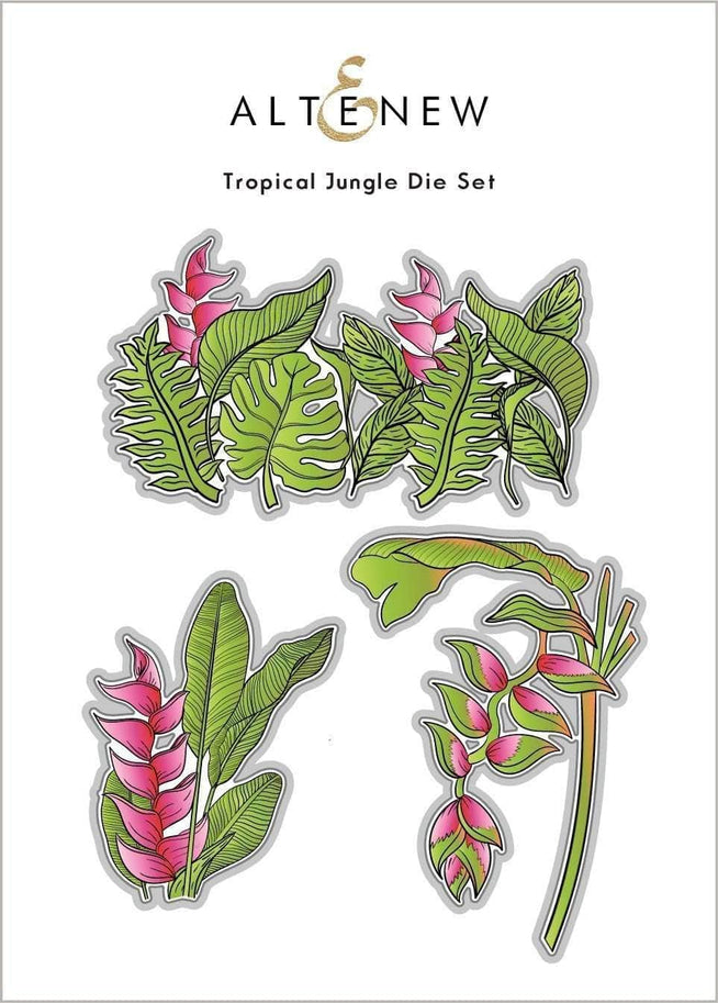 Altenew Tropical Jungle Die Set with intricate leaf and plant designs for crafting and card making projects.
