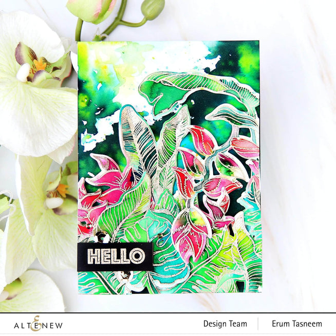Altenew Tropical Jungle Die Set with intricate leaf and plant cutouts for creating detailed jungle-themed craft projects.