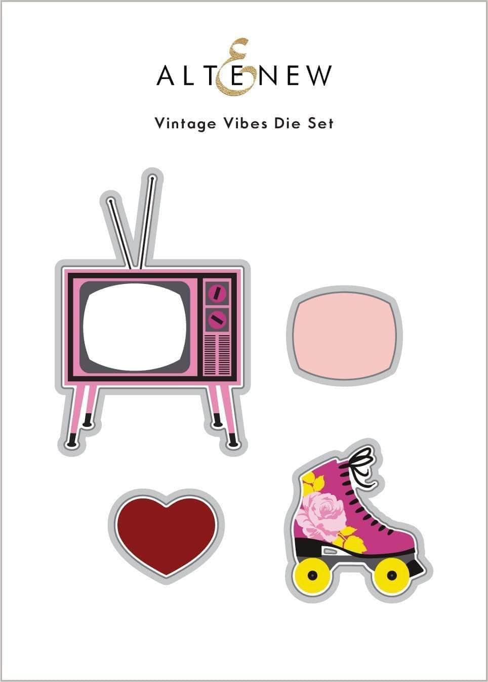 Altenew Vintage Vibes Die Set with intricate metal dies for creating vintage-inspired paper crafts and card designs.