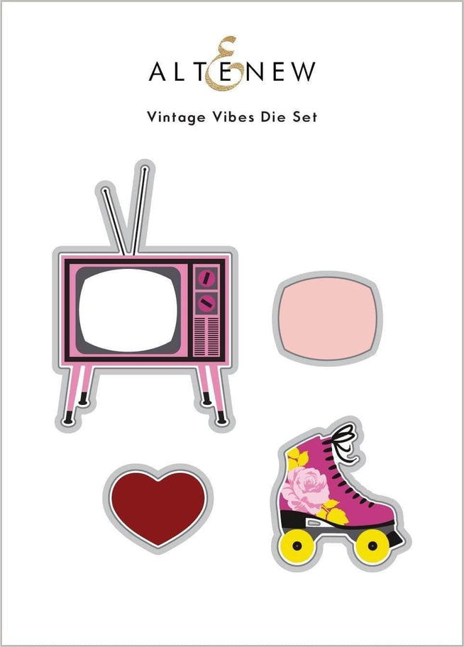 Altenew Vintage Vibes Die Set with intricate metal dies for creating vintage-inspired paper crafts and card designs.