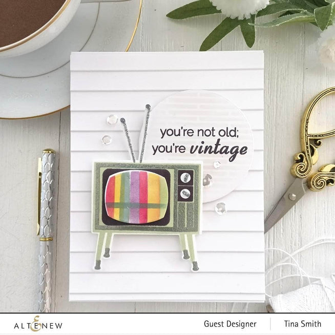 Altenew Vintage Vibes Die Set with intricate cutting dies for paper crafting and scrapbooking projects.
