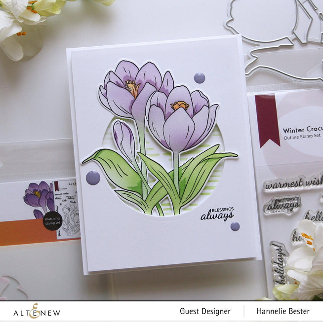 Altenew Winter Crocus Die set for crafting, featuring detailed flower and leaf dies for paper projects.