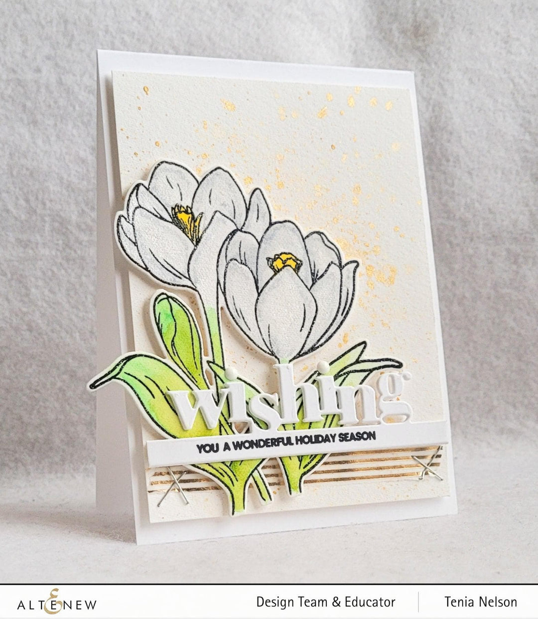 Altenew Winter Crocus Die set for paper crafting, featuring intricate die cuts of crocus flowers and leaves.