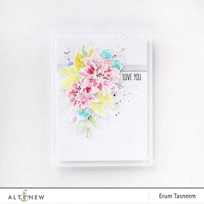 Altenew Blooming Bouquet Die Set with intricate floral designs for creating layered paper flower embellishments.