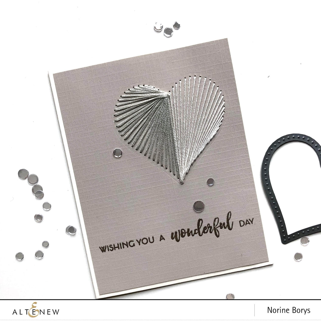 Altenew String Art Heart Die, metal craft die for creating detailed string art heart designs in paper crafting projects.