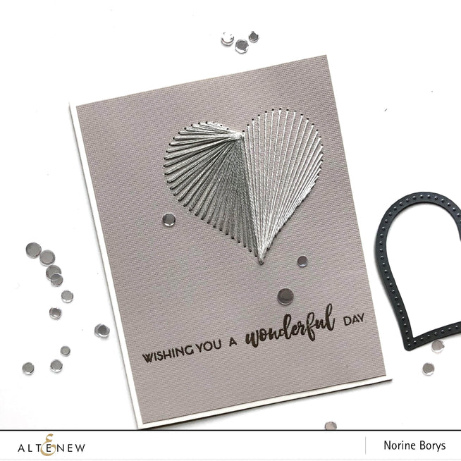 Altenew String Art Heart Die, metal craft die for creating detailed string art heart designs in paper crafting projects.