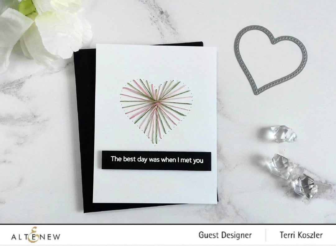 Altenew String Art Heart Die, metal craft die for creating intricate heart-shaped string art designs.