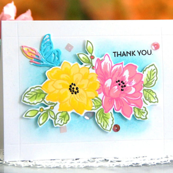 Altenew Sunlit Butterflies die set showing intricate butterfly-shaped metal dies for crafting and card making.