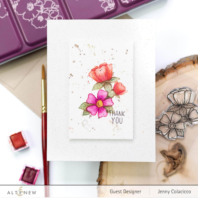 Altenew Whimsical Flower Arrangement Die set with intricate floral cutting dies for paper crafting and card making.