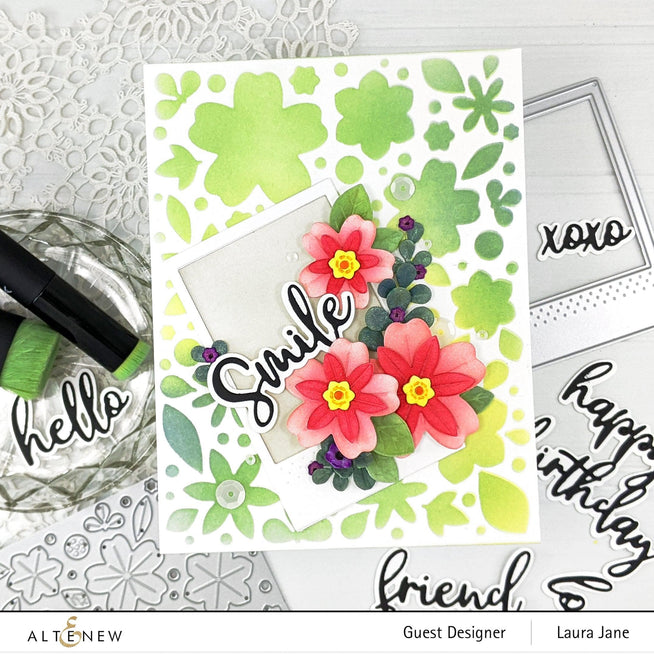 Altenew Zero-Waste 3D Floral Cover Die for crafting, featuring intricate floral patterns for detailed paper projects.