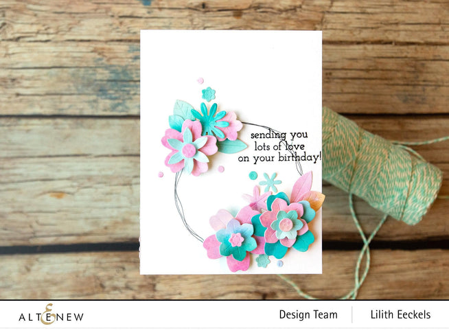 Altenew Zero-Waste 3D Floral Cover Die for crafting and paper projects, featuring intricate floral cutout designs.