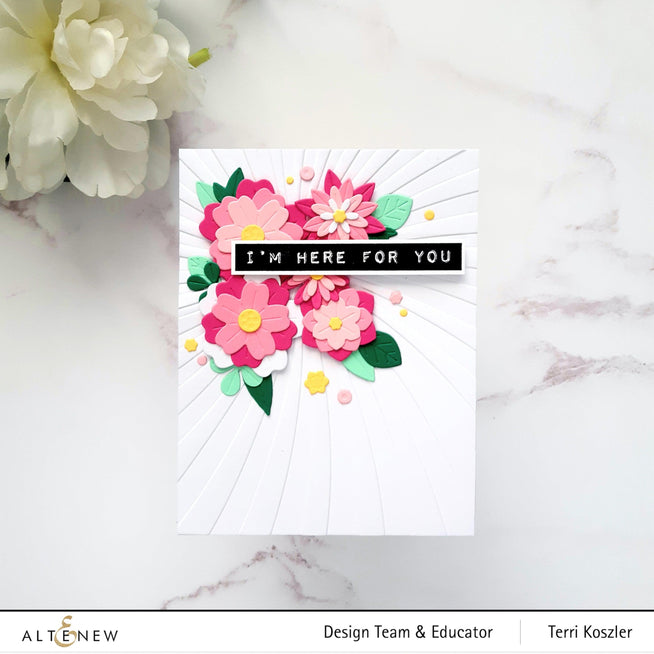 Altenew Zero-Waste 3D Floral Cover Die for metal cutting and crafting, featuring intricate floral patterns.