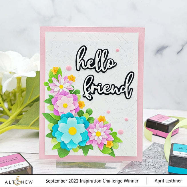 Altenew Zero-Waste 3D Floral Cover Die for metal crafting, featuring intricate floral cutout designs for decorative projects.