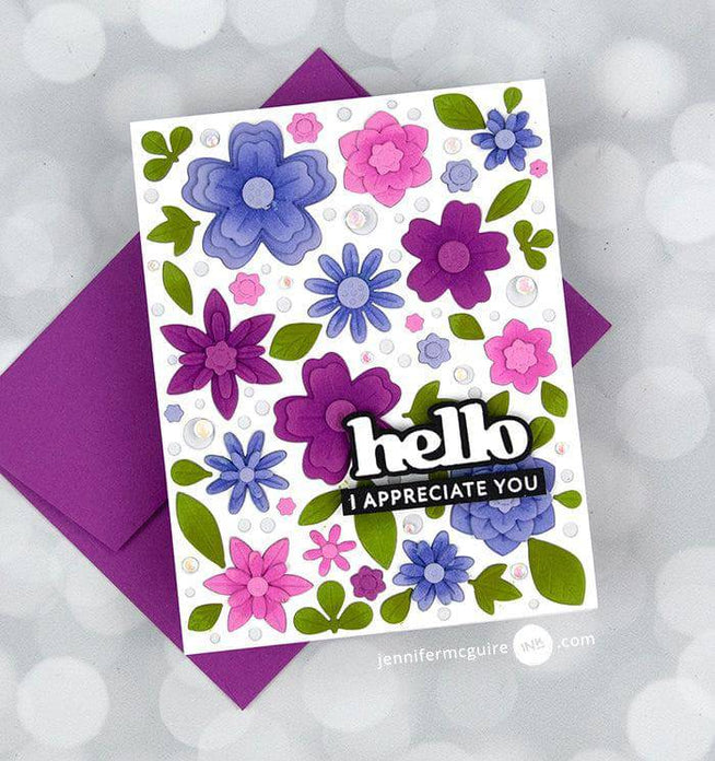 Altenew Zero-Waste 3D Floral Cover Die for crafting, showing intricate floral design in metal die form.