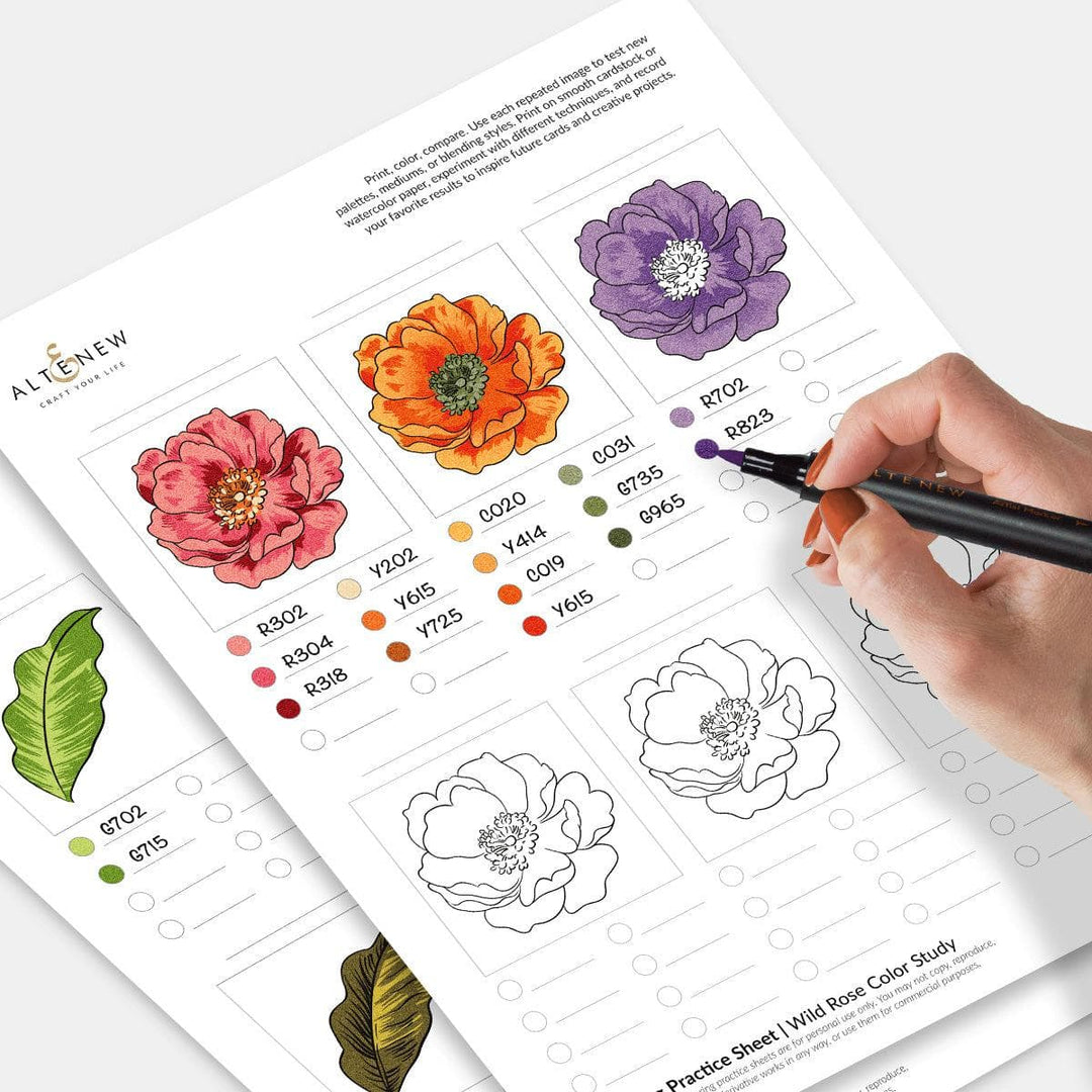 Coloring Tutorial Practice Sheets Coloring Practice Sheets Vol. 1 (Printable) | Altenew