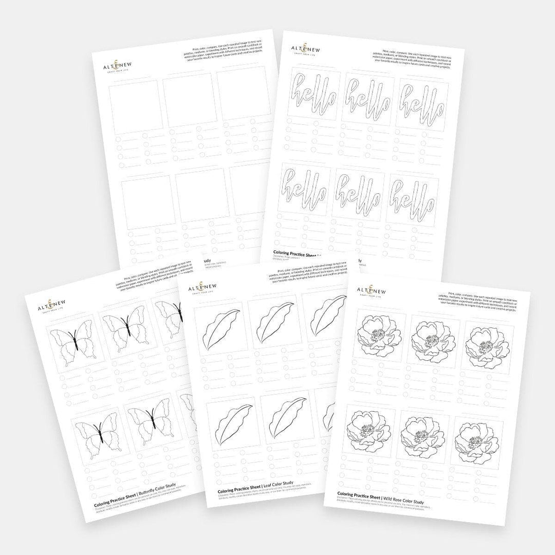 Coloring Tutorial Practice Sheets Coloring Practice Sheets Vol. 1 (Printable) | Altenew