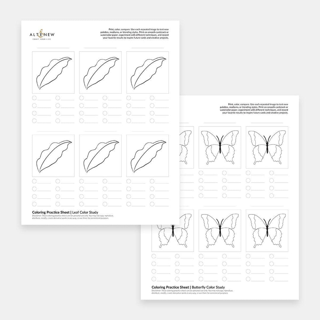 Coloring Tutorial Practice Sheets Coloring Practice Sheets Vol. 1 (Printable) | Altenew