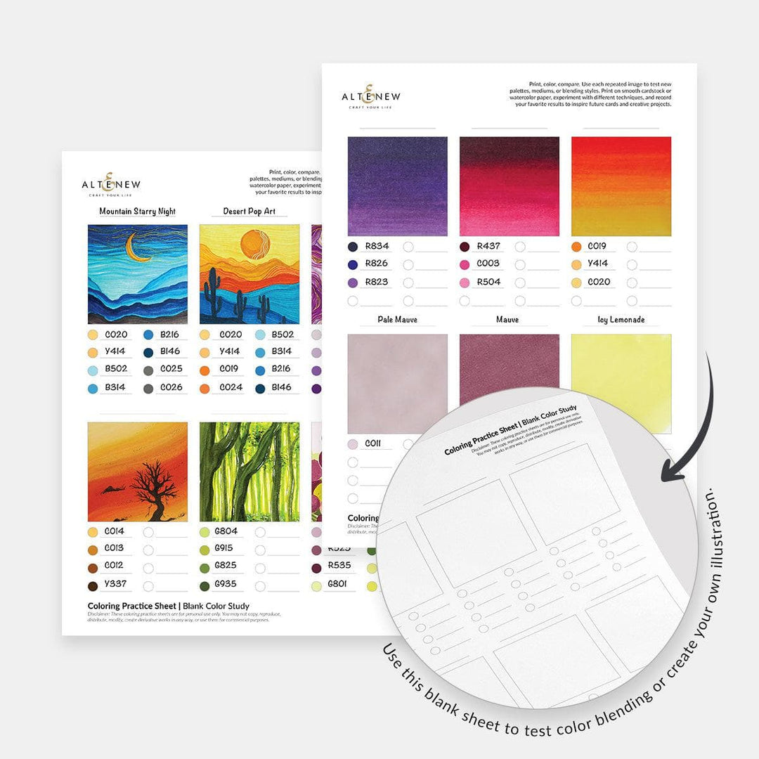 Color Aid Sheets Coloring Practice Sheets Vol. 1 (Printable) | Altenew