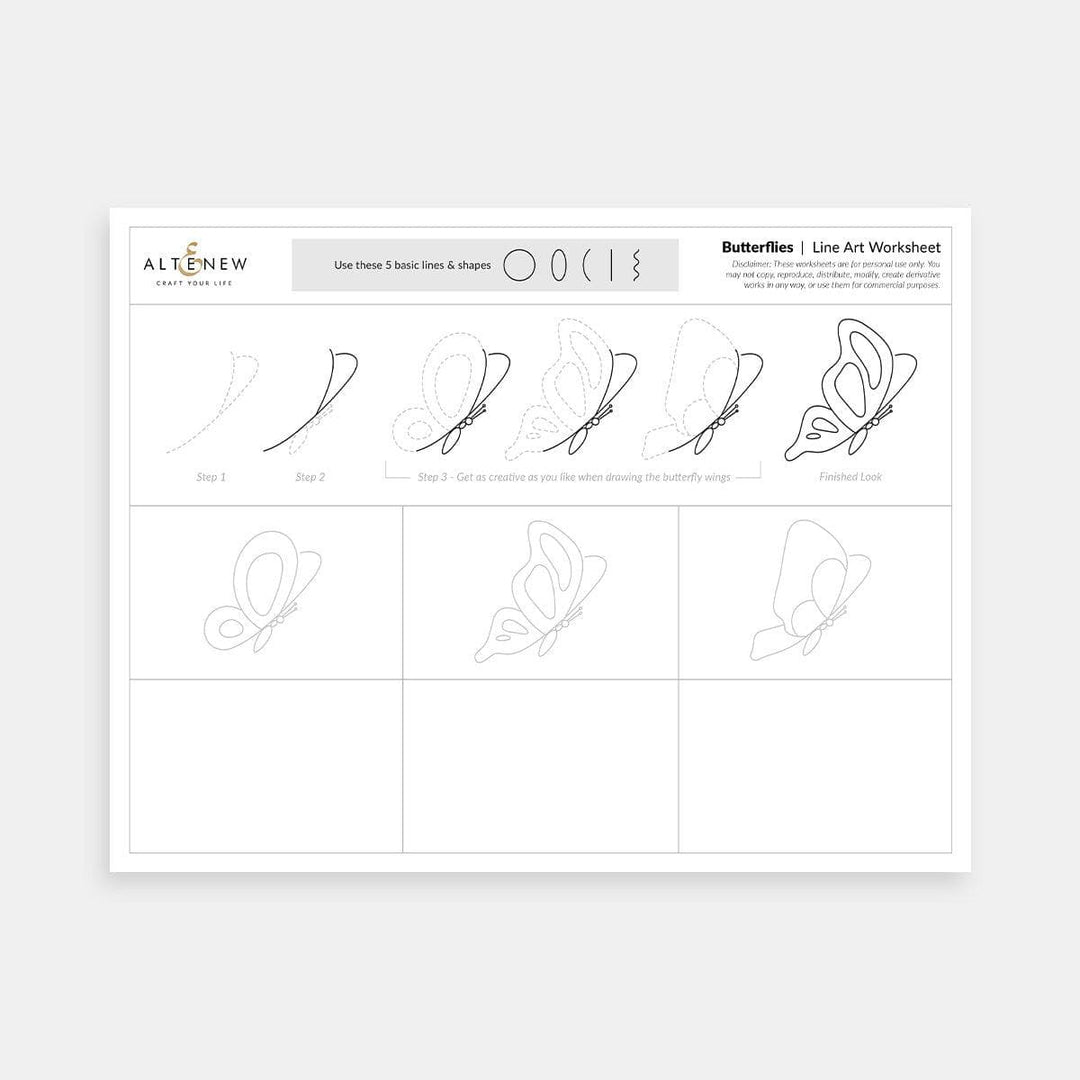 Free Line Art Worksheets for Drawing Leaves, Florals & Butterflies