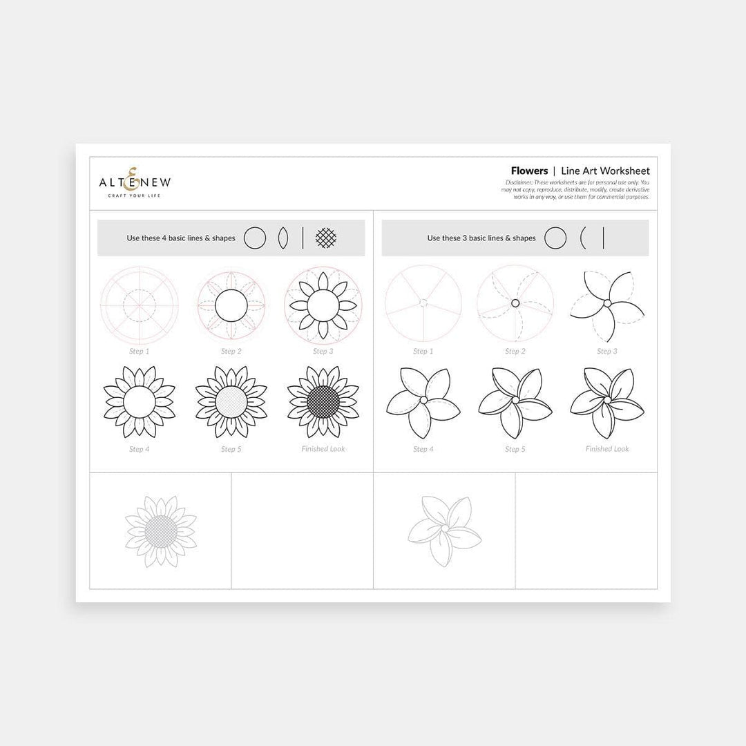 Free Line Art Worksheets for Drawing Leaves, Florals & Butterflies