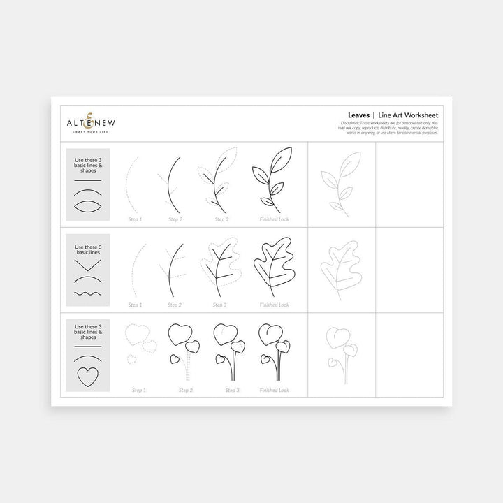 Free Line Art Worksheets for Drawing Leaves, Florals & Butterflies