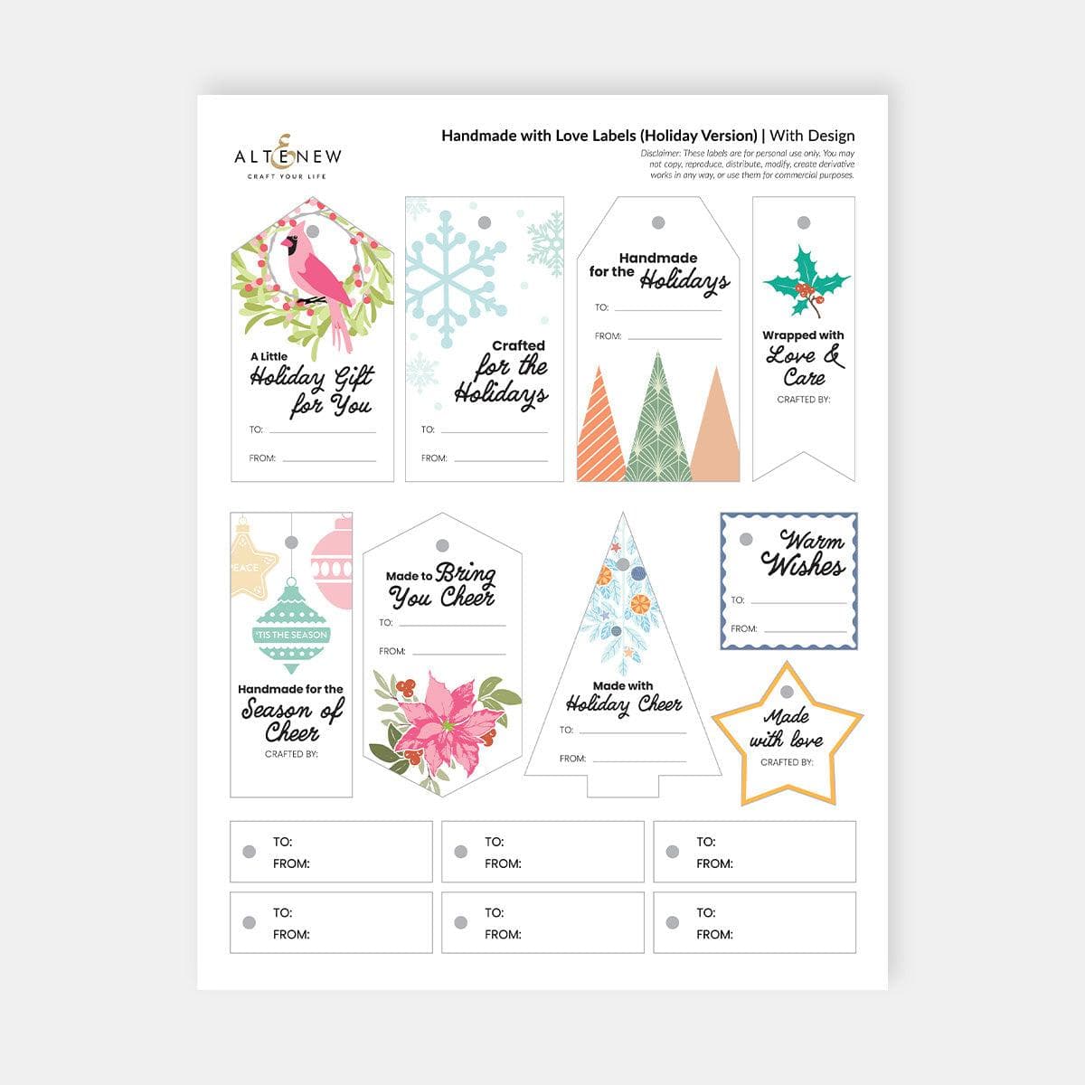 FREE Printable Handmade with Love Labels – Holiday Edition