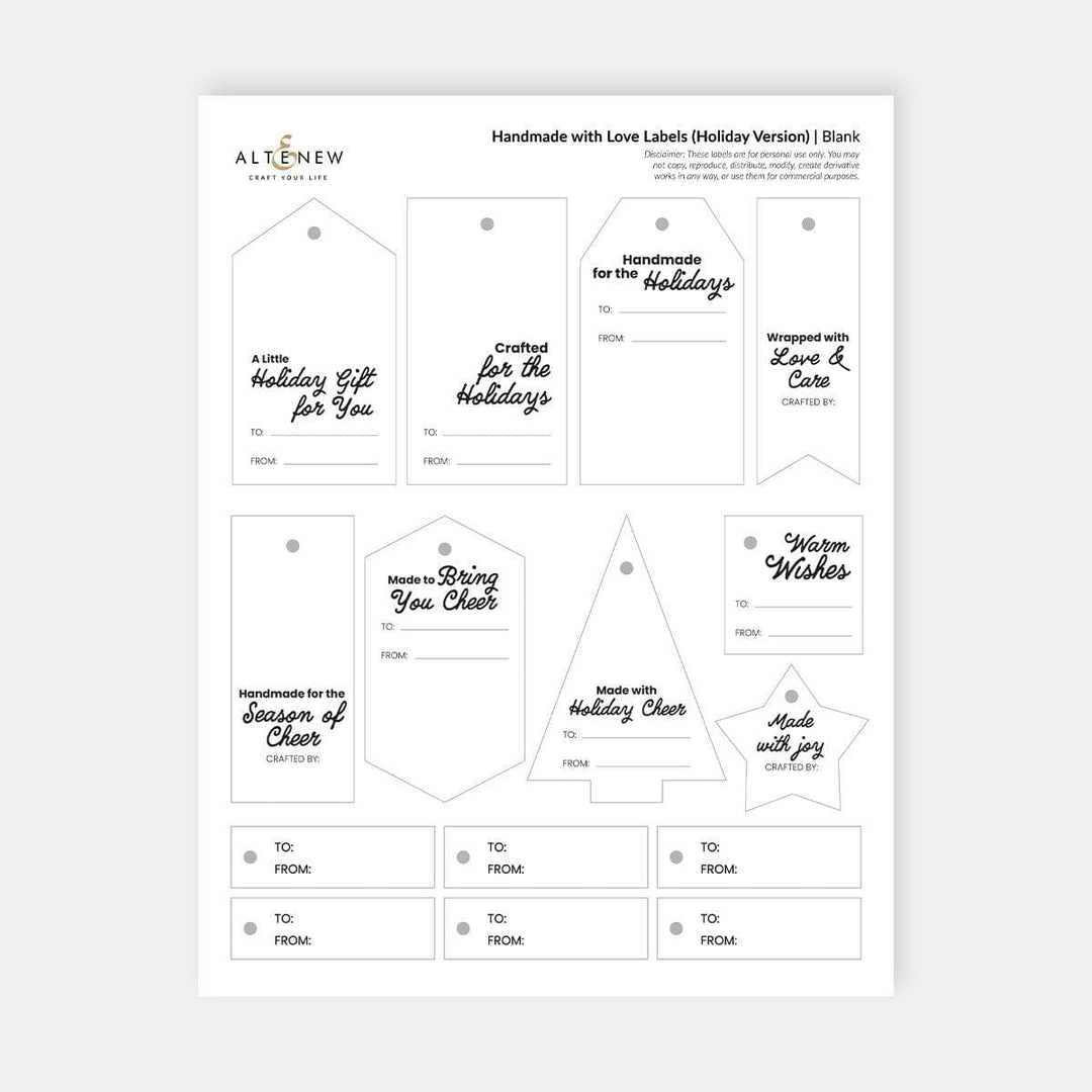 FREE Printable Handmade with Love Labels – Holiday Edition