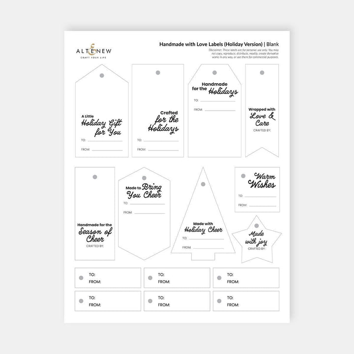 FREE Printable Handmade with Love Labels – Holiday Edition