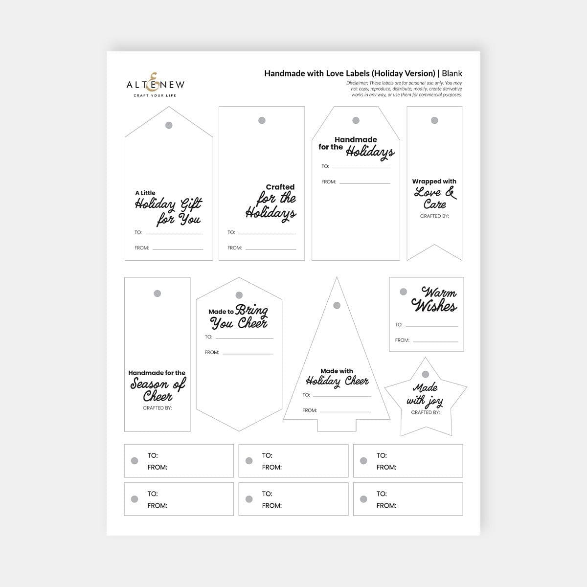 FREE Printable Handmade with Love Labels – Holiday Edition