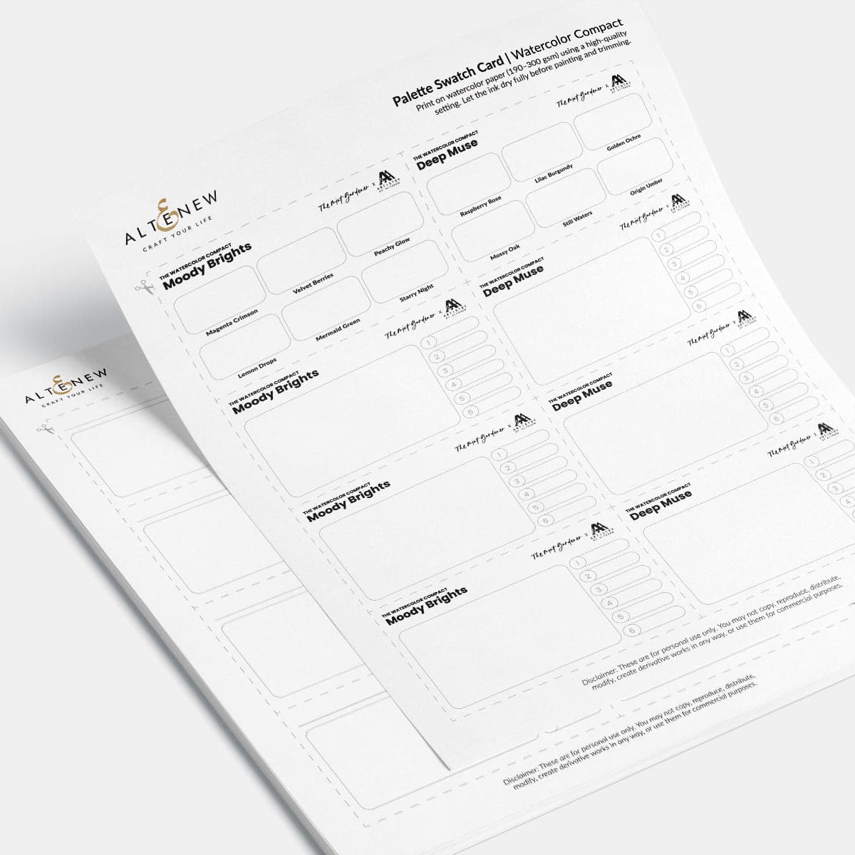 Free Printable Watercolor Swatch Cards for Artists & Crafters