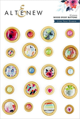 Altenew Embellishments Live Your Dream Wood Epoxy Buttons