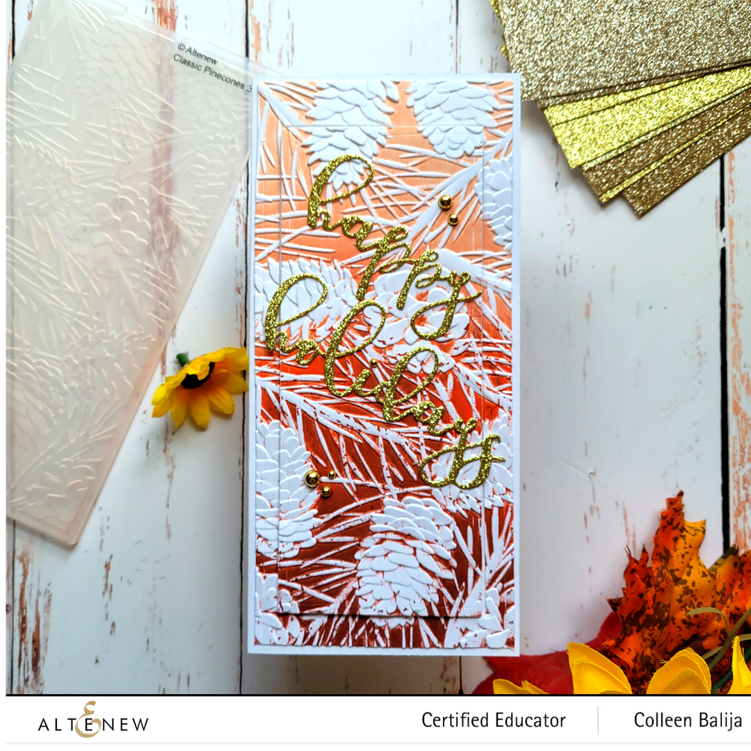 Part A-Glitz Art Craft Co.,LTD Embossing Folder Classic Pinecones Slim 3D Embossing Folder