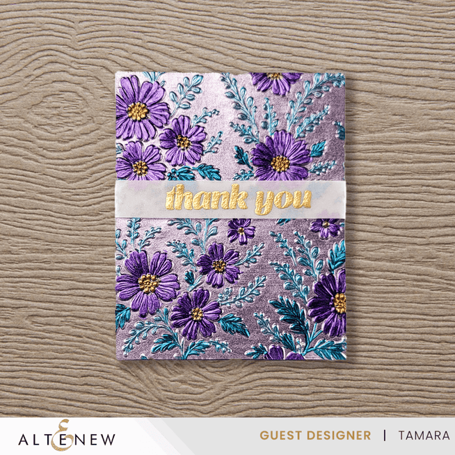 Altenew Piped Floral Lace 3D Embossing Folder with intricate floral and lace patterns for crafting and card making.