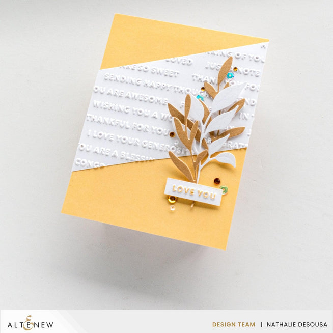 Altenew Raised Sentiments 3D Embossing Folder for creating textured sentiment backgrounds on craft projects.